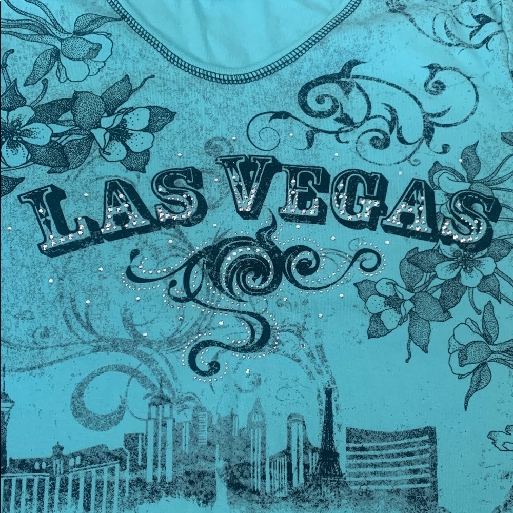 Cactus Bay Blue & Black Las Vegas Y2K Top Size XL - Picture 2 of 5